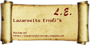 Lazarovits Ernák névjegykártya